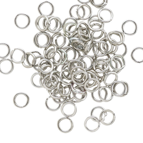 Jump ring, anodized aluminum, metallic grey, 5mm round, 3.4mm inside diameter, 20 gauge. Sold per pkg of 100. image number 0