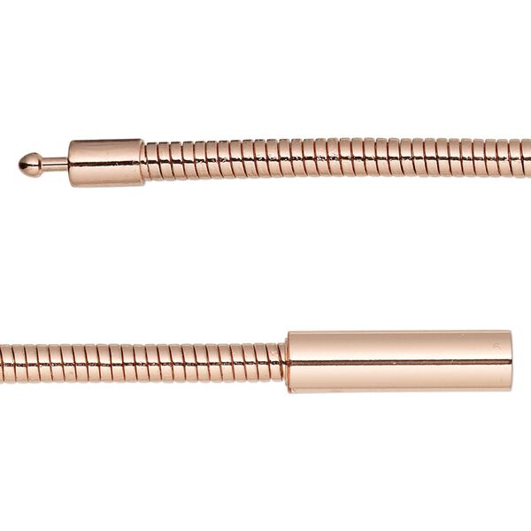 Chain, copper-plated brass, 3mm omega, 7 inches with pop-style clasp. Sold individually. image number 0