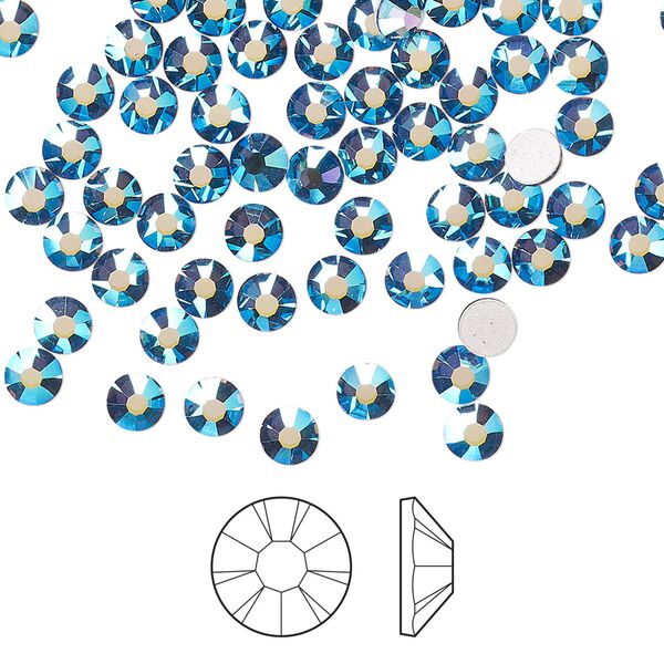 Flat back 1440pk denim blue AB foil back, Preciosa MAXIMA Czech crystal hotfix rhinestone 3.8-4mm chaton rose round SS16 image number 0