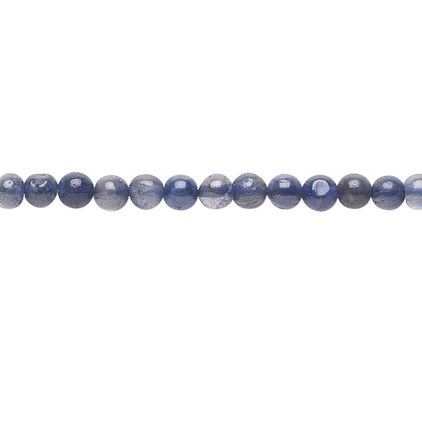 Bead, iolite (dyed), 4mm hand-cut round, C grade, Mohs hardness 7 to 7-1/2. Sold per 15-1/2" to 16" strand. image number 0
