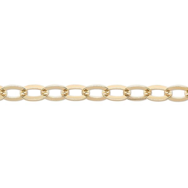 Chain, 14Kt gold-filled, 6x5mm flat cable. Sold per pkg of 5 feet. image number 0