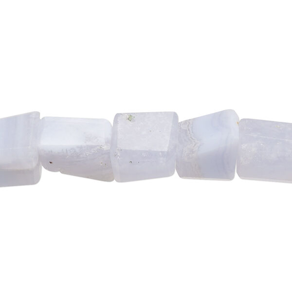 Bead, blue lace agate (natural), 9x8mm-12x9mm hand-cut freeform with 0.4-1.4mm hole, B grade, Mohs hardness 6-1/2 to 7. Sold per 8-inch strand, approximately 20 beads. image number 0