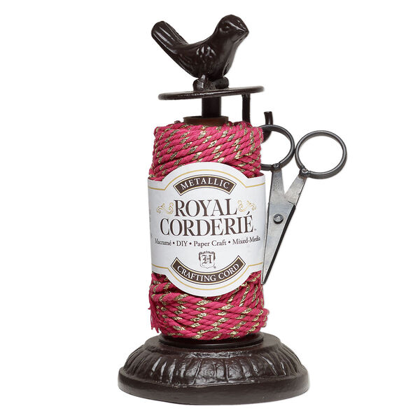 Gift, Hemptique®, cast iron, 7-1/4x3-1/2 inch cord holder with 3-1/2 inch scissors. Sold per 3-piece set. image number 0