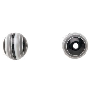 Bead, laminated acrylic, black / grey / white, 12mm round. Sold per pkg of 50.
