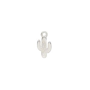 Charm Amoracast® 1pkg1 sterling silver, 9x6mm 2-sided Arizona cactus