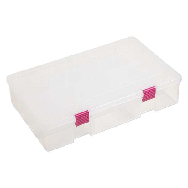 Organizer, Plano® Creative Options, plastic, clear and pink, 14-1/8 x 9 x 3/-1/4 inches. Sold individually. image number 1