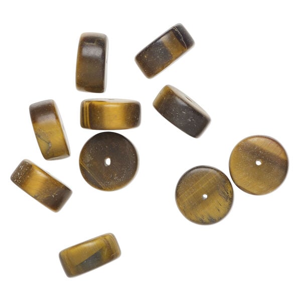 Tigereye 1pkg10, matte heishi bead natural, 16x8mm-17x9mm image number 0