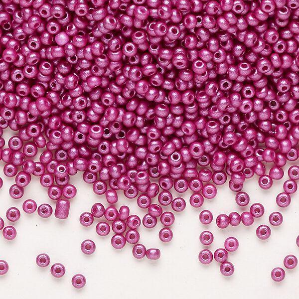 Seed bead, Preciosa Ornela Czech glass, pkg/50g, #11 rocaille, opaque PermaLux dyed purple chalkwhite, (22013). image number 0