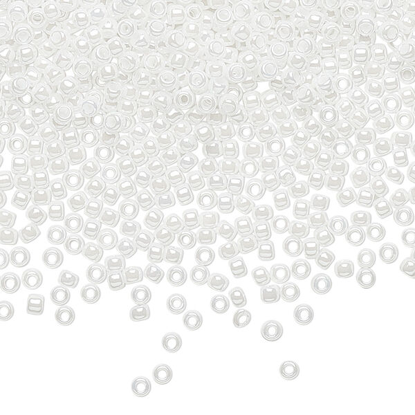 Seed bead, TOHO BEADS®, glass, pkg/7.5g, #11 round, opaque luster white (TR-11-121). image number 0