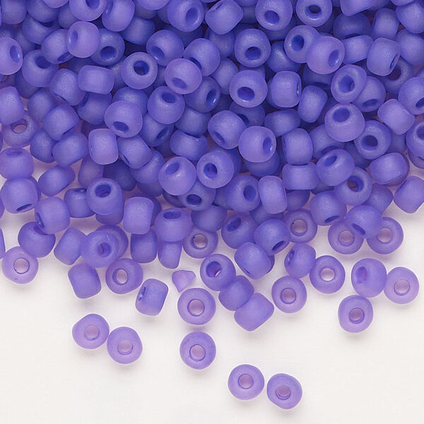 Seed bead, Dyna-Mites™, glass, translucent matte inside color dark lilac, #6 round. Sold per 40-gram pkg. image number 0