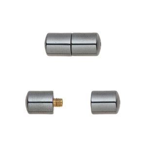 Clasp barrel 1pkg6 Hemalyke™, 15x7mm round tube, gold-finished brass 1-strand
