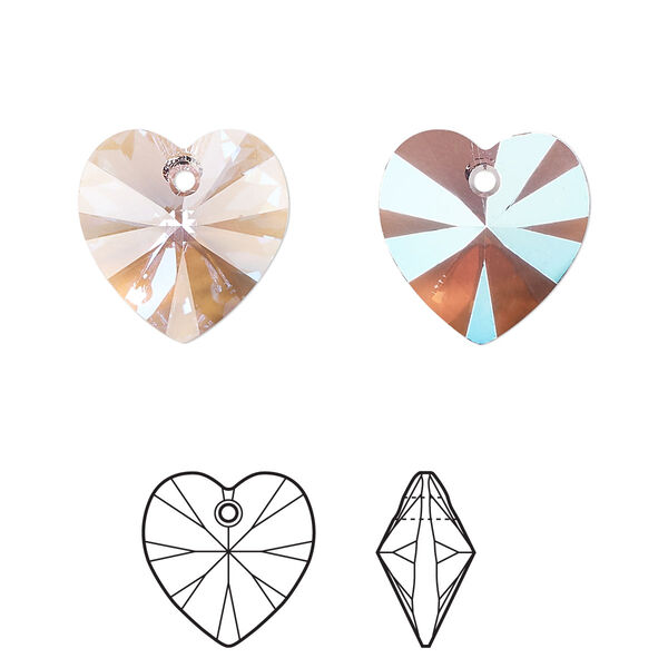Drop 144pk light amethyst shimmer, Swarovski® 14mm pendant heart 6228 image number 0