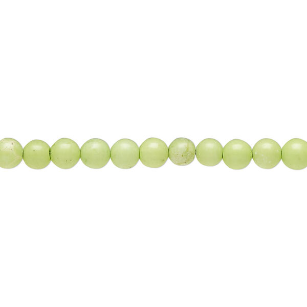 Bead, magnesite (dyed / stabilized), lime green, 3-4mm round, C grade, Mohs hardness 3-1/2 to 4. Sold per 15-inch strand. image number 0