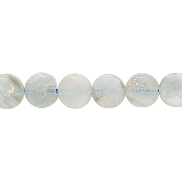 Aquamarine 1pkg1, flat round bead D grade, 15 inch 7-8mm image number 0