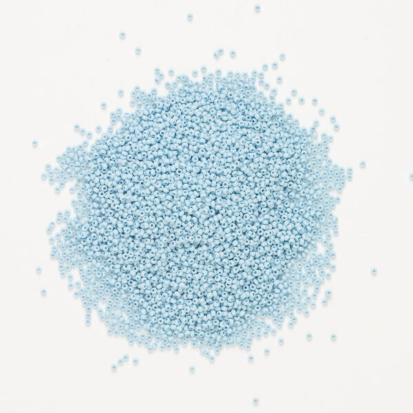 Seed bead, Preciosa Ornela Czech glass, 1pkg50g, 2.0-2.2mm rocaille, opaque matte terra dyed silent blue chalkwhite (06431) image number 1