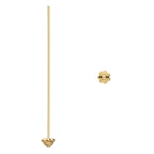 Head pin, gold-finished sterling silver, 2 inches with 5mm rondelle, 21 gauge. Sold per pkg of 2.
