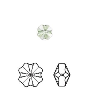 Bead 6pk peridot, Crystal Passions® 8mm clover 5752