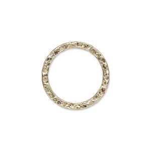 Component, antique gold-plated steel, 20mm double-sided hammered flat round. Sold per pkg of 10.