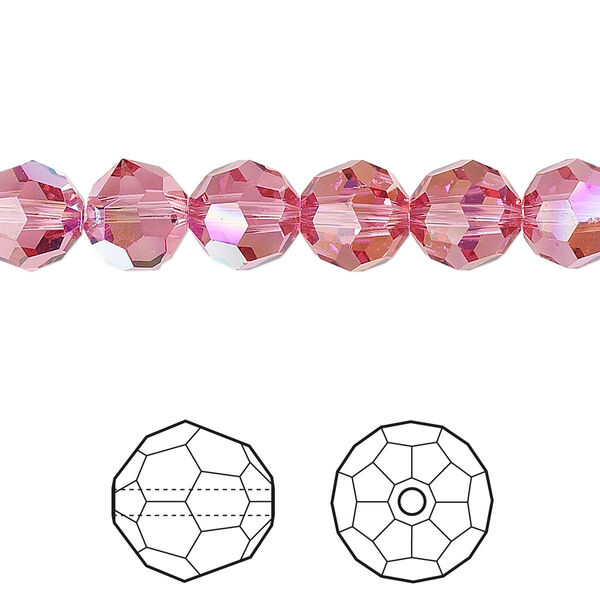 Bead 12pk rose AB, Crystal Passions® 8mm round 5000 image number 0