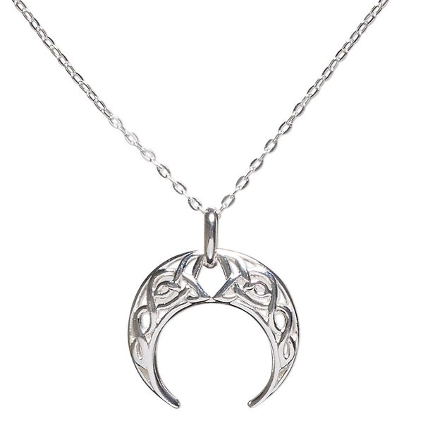 Necklace, Create Compliments®, sterling silver, 17.5x17mm naja with cutout Celtic design, wearable at 16 and 18 inches with springring clasp. Sold individually. image number 0