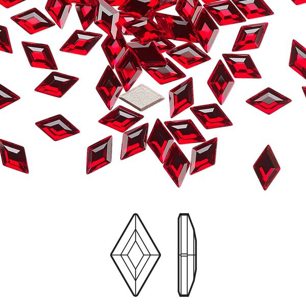 Flat back 288pk light Siam foil back, Swarovski® 6.6x3.9mm diamond 2773 image number 0