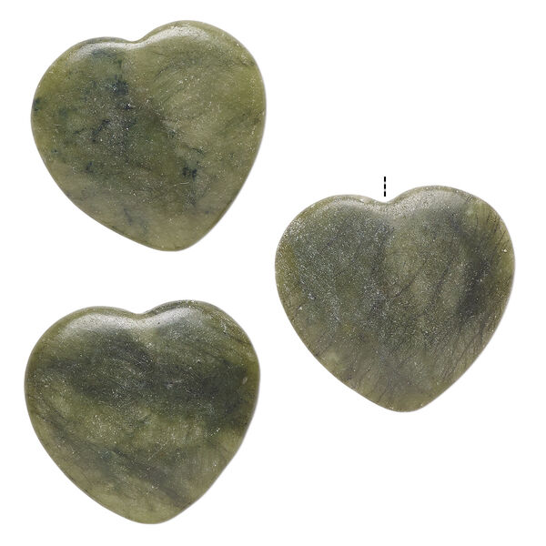 Serpentine 1pkg3, half-drilled puffed heart drop natural 24-26mm image number 1