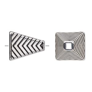 Cone, enamel and stainless steel, black, 17x14mm pyramid with chevron design, 11.5x10mm inside diameter. Sold individually.