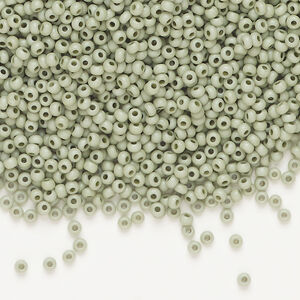 Seed bead, Preciosa Ornela Czech glass, 1pkg500g, 2.0-2.2mm rocaille, opaque matte terra dyed pale eucalyptus chalkwhite (06453)