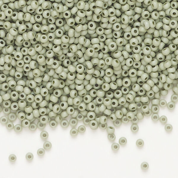 Seed bead, Preciosa Ornela Czech glass, 1pkg500g, 2.0-2.2mm rocaille, opaque matte terra dyed pale eucalyptus chalkwhite (06453) image number 0