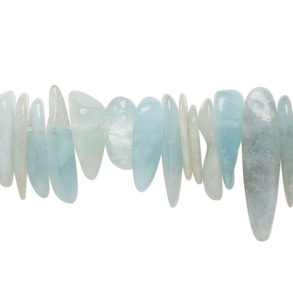 Bead, aquamarine (dyed / heated), large to extra-large Hawaiian chip, Mohs hardness 7-1/2 to 8. Sold per 15-1/2" to 16" strand. image number 0