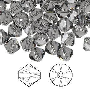 Bead 72pk black diamond, Crystal Passions® 8mm bicone 5328