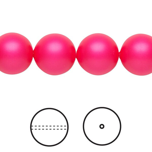 Pearl 10pk neon pink, Crystal Passions® 12mm round 5810 image number 0