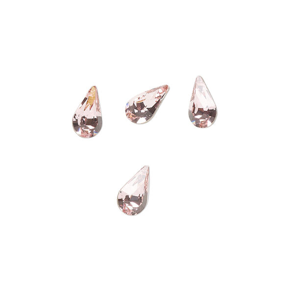 Fancy stone 4pk light rose foil back, Crystal Passions® 8x4.8mm pear 4328 image number 0