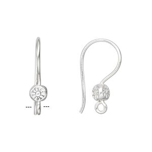 Ear wire 1pkg2 Hill Tribes fine silver, 23x5mm sun / open loop, 1 pair