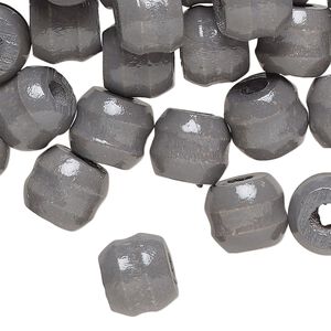 Bead, wood (dyed/waxed), dark grey, 11x9mm ribbed barrel. Sold per pkg of 100.