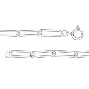 Chain 1pkg1 sterling silver paperclip, 3.8mm / springring clasp, 18 inch
