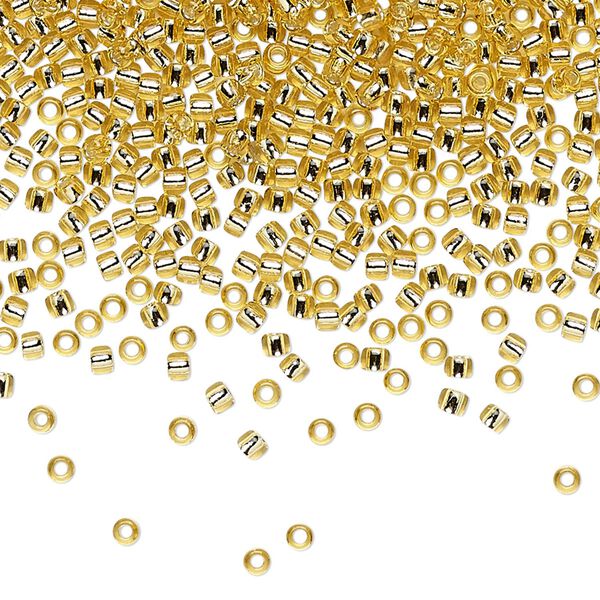 Seed bead, TOHO BEADS®, glass, pkg/50g, #11 round, transparent silver-lined light topaz (TR-11-22). image number 0