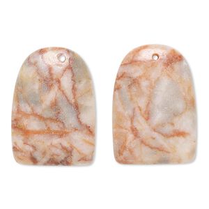 Redline marble 1pkg2, puffed half round flat back drop natural 24x17mm-26x18mm