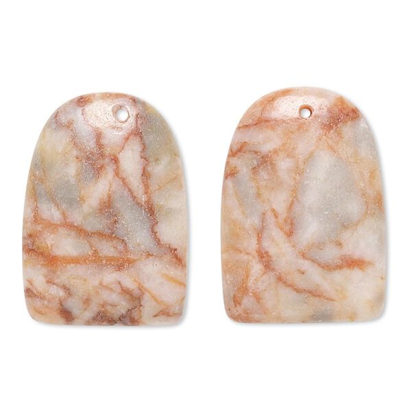 Redline marble 1pkg2, puffed half round flat back drop natural 24x17mm-26x18mm image number 0