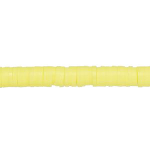 Bead, polymer clay, opaque bright yellow, 6x1.5mm heishi. Sold per pkg of (2) 15-1/2" to 16" strands.