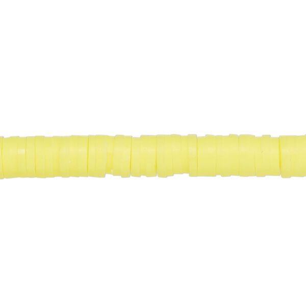 Bead, polymer clay, opaque bright yellow, 6x1.5mm heishi. Sold per pkg of (2) 15-1/2" to 16" strands. image number 0