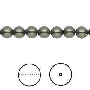Pearl 500pk dark green, Swarovski® 6mm round 5810