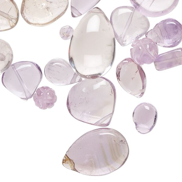 Amethyst 1pkg1, hand-cut top-drilled / center-drilled mixed shapes bead natural 1 oz mix 5mm-16x12mm image number 0
