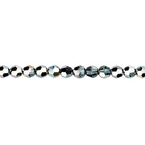 Bead 12pk aquamarine golden Sahara, Crystal Passions® 4mm round 5000