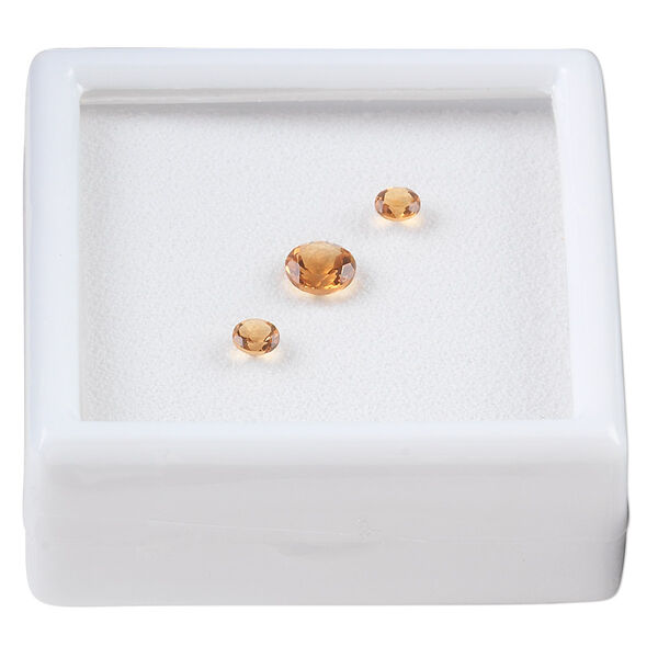 Gem, citrine (heated), (2) 4mm and (1) 6mm faceted round, A grade, Mohs hardness 7. Sold per pkg of 3. image number 0