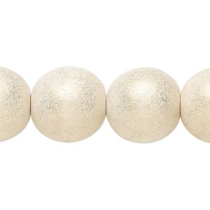 Taiwanese cheesewood 1pkg1, hand-cut painted round bead 15.5-16 inch gold cream 16mm