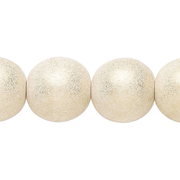 Taiwanese cheesewood 1pkg1, hand-cut painted round bead 15.5-16 inch gold cream 16mm image number 0