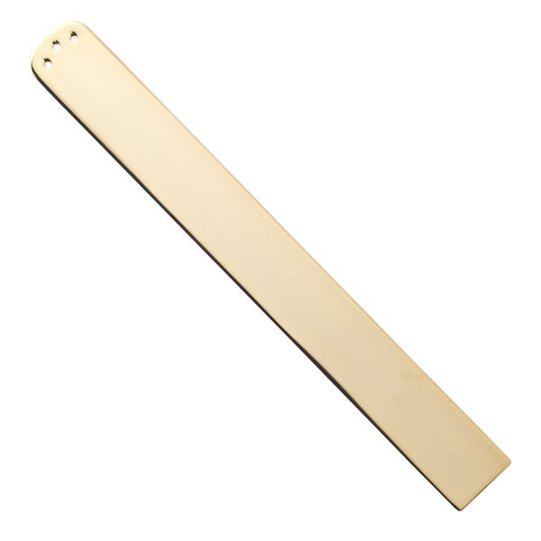 Bookmark, gold-plated steel, 5-1/8 x 9/16 inch with (3) 1mm holes, 1mm thick. Sold individually. image number 0