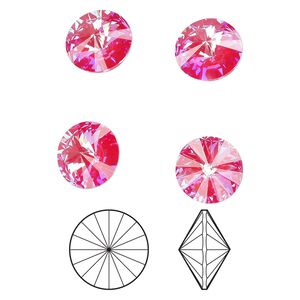 Chaton 4pk crystal royal red DeLite, Crystal Passions® 12mm rivoli 1022