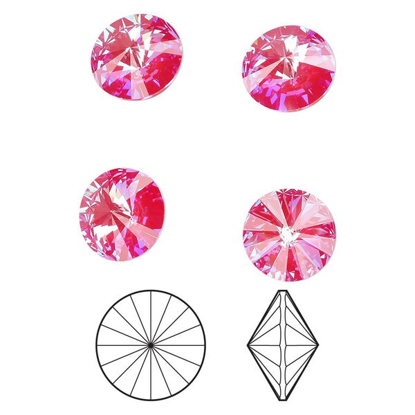 Chaton 4pk crystal royal red DeLite, Crystal Passions® 12mm rivoli 1022 image number 0